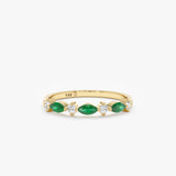 Yellow Gold Diamond and Emerald Ring