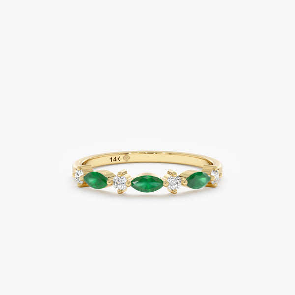 Yellow Gold Diamond and Emerald Ring