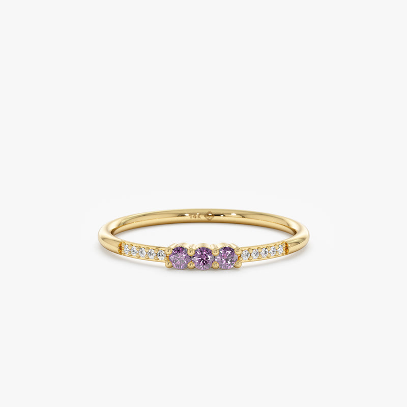 Amethyst diamond ring