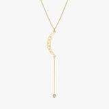 solid gold Crescent Diamond Lariat Necklace