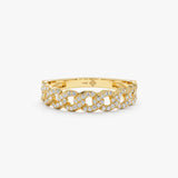Gold Diamond Half Cuban Link Ring