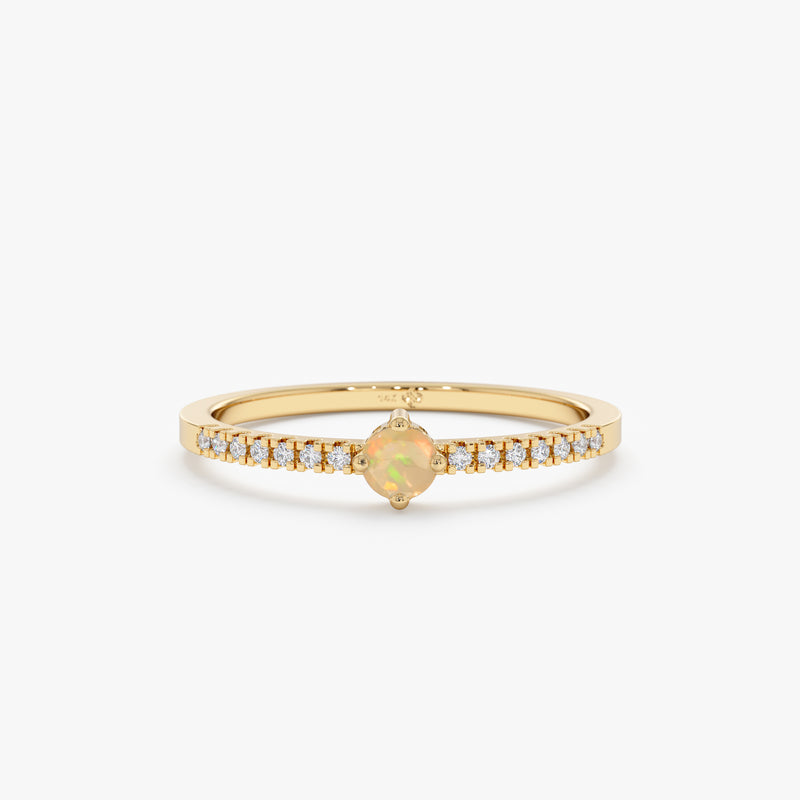 Opal and Diamond Birthstone Ring