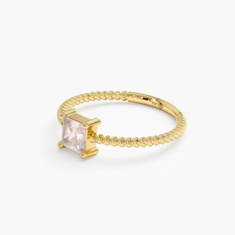 Solid Gold Prong Set Rose Quartz Ring