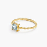 Solid Gold Prong Set Aquamarine Ring