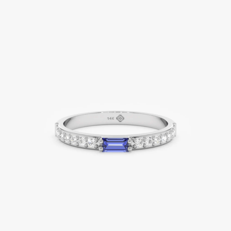 white gold tanzanite diamond band