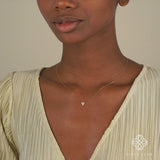 Mini paved diamond heart necklace in solid gold for her