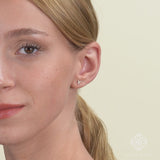 Solid Gold Natural three Diamond Earrings for her