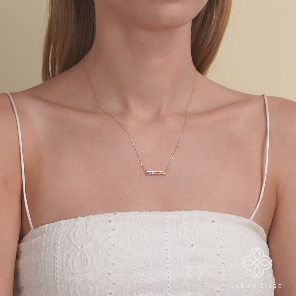 Pendant Necklace with natural Rainbow Sapphire Stones for her