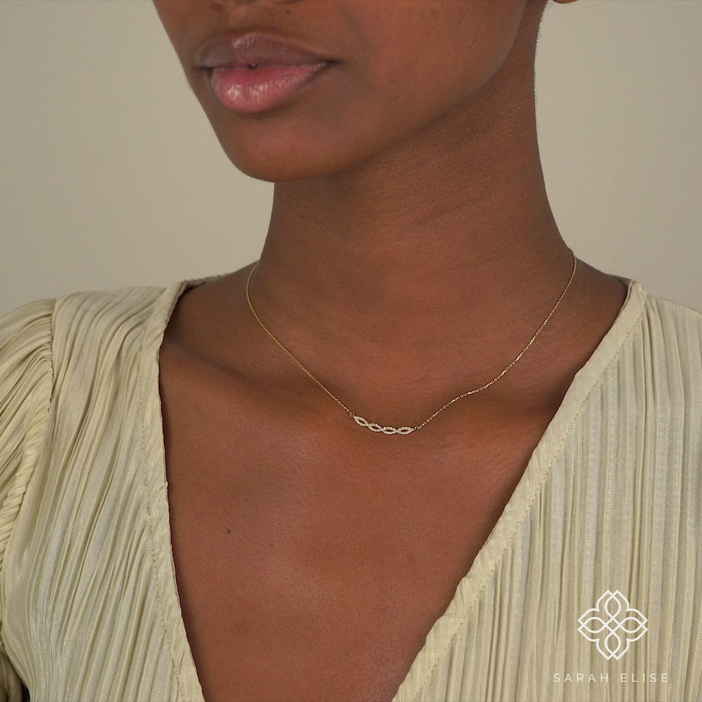 Swirl Diamonds Charm Necklace