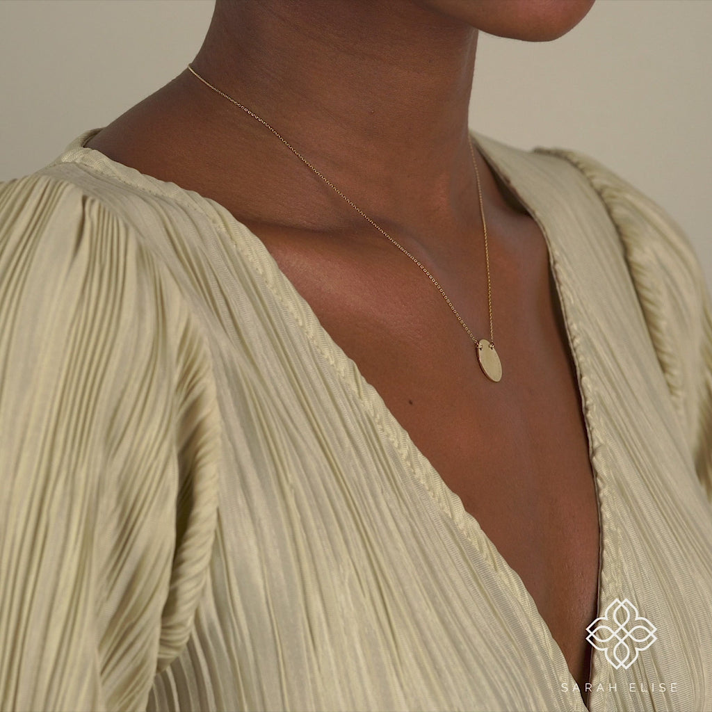 Minimalist Customizable solid gold disc Necklace for her