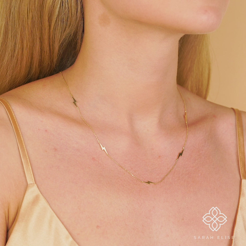 Handmade Ethically Sourced Lightning Bolt Station Necklace