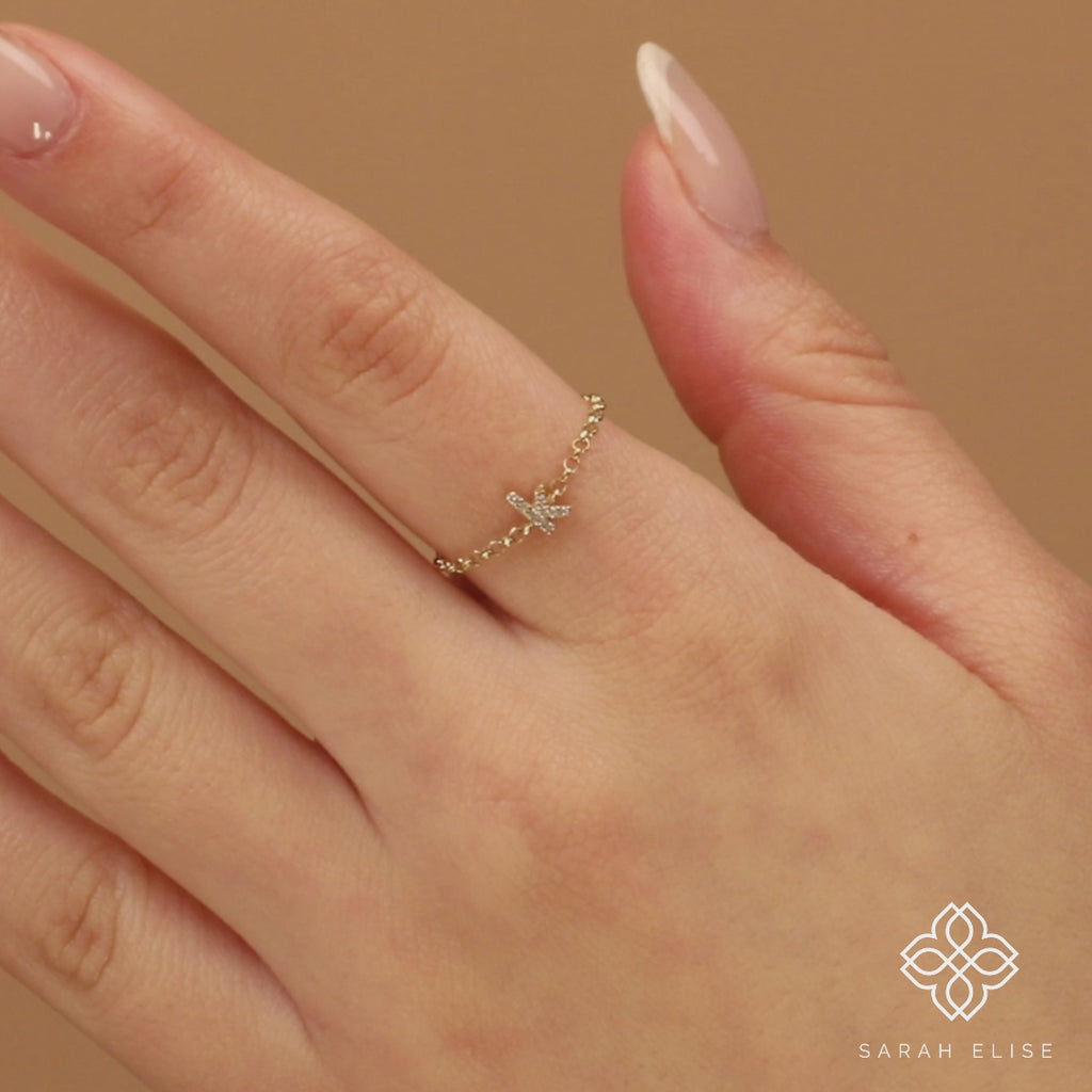 Minimalistic Style Diamond Chain Ring