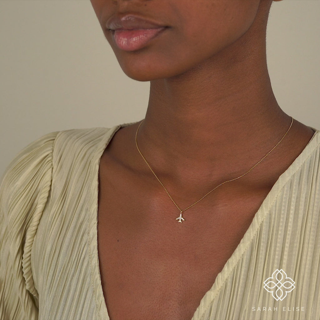 April Birthstone Diamond Plane Pendant Necklace