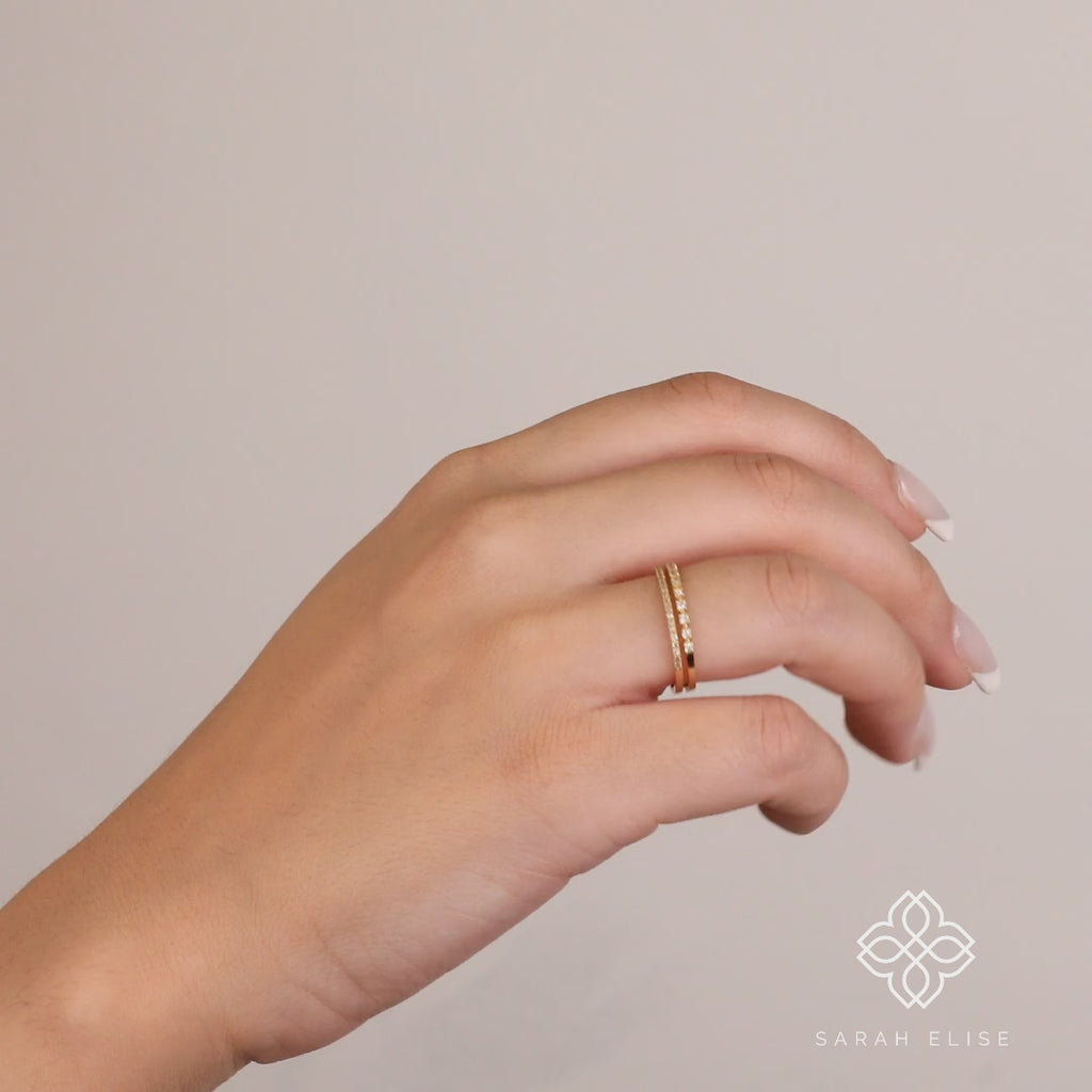 Simplistic Gold Handmade Double Diamond Ring