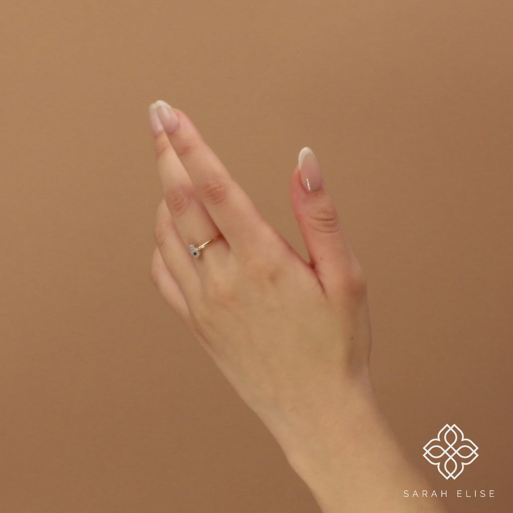 Handmade Diamond and September Birthstone Sapphire Hamsa Ring