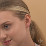 Model close up of October Birthstone Tourmaline Earrings