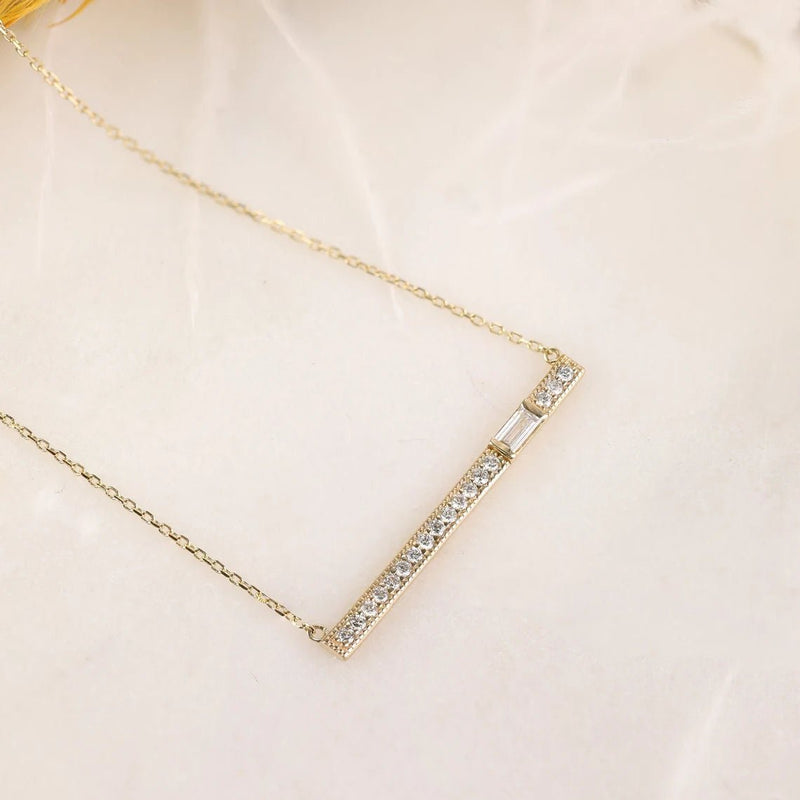 Handmade Diamond Bar Neckalce