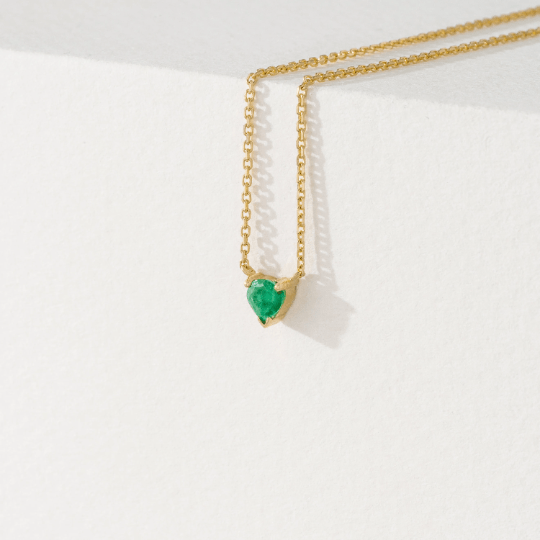 Handmade Solid Gold Emerald Heart necklace