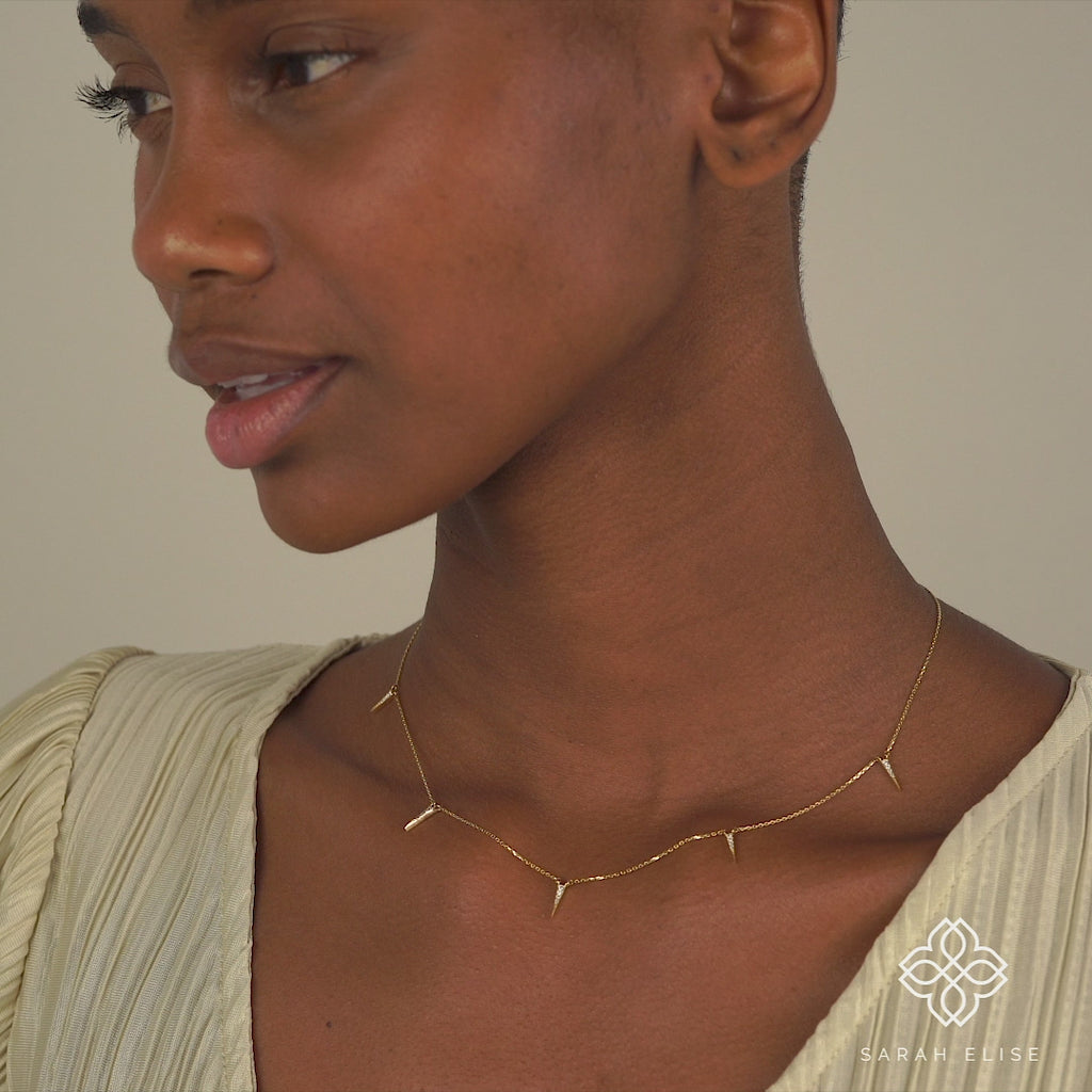 Handmade Diamond spikes Layer Necklace