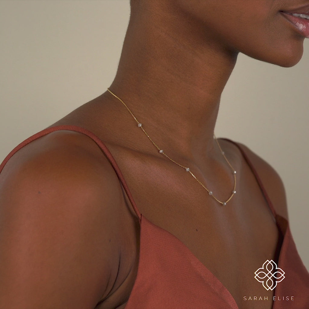 Multi natural Salt and Pepper Diamond station Necklace for her