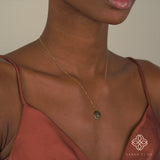 petite Solid Gold luck charm with single diamond Necklace for her