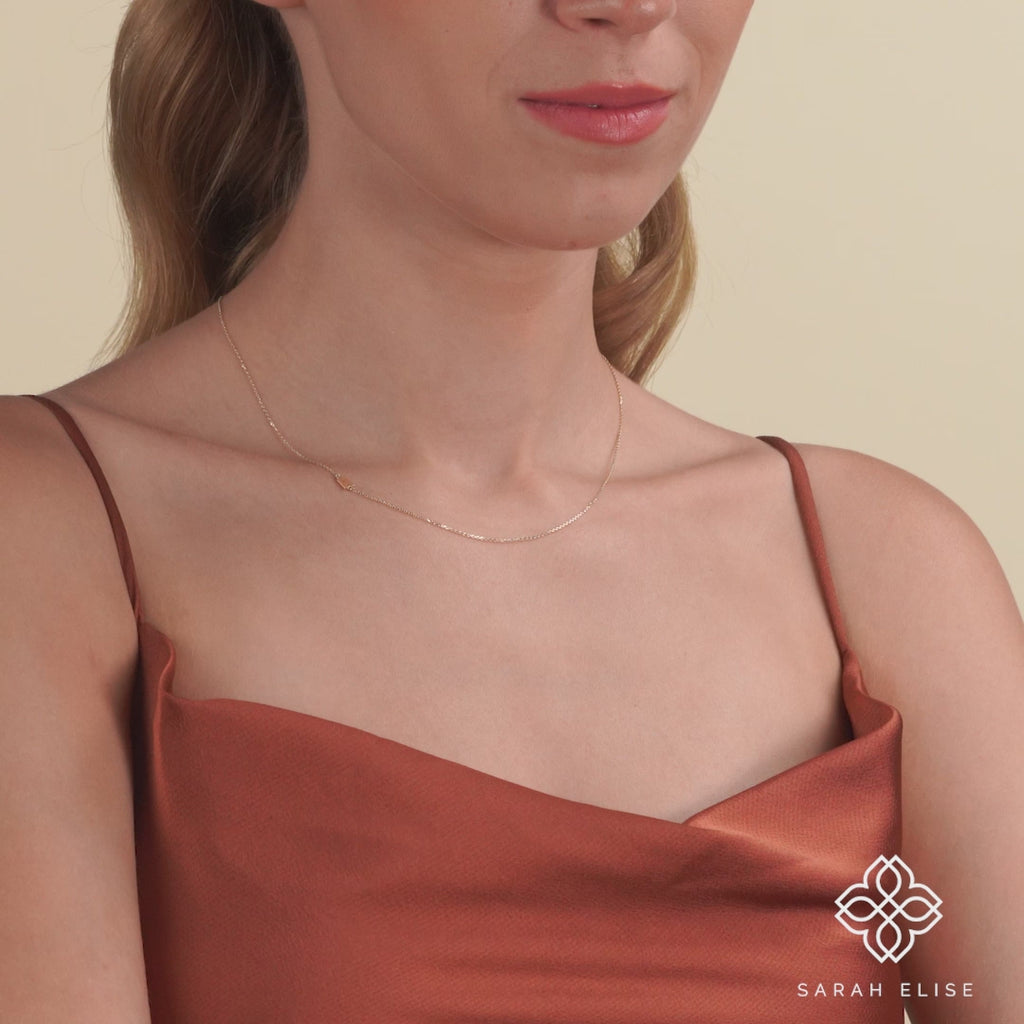 Minimalist Sideways Gold Initial letter Necklace