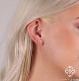 minimalist Handmade Diamond rose Flower stud Earrings for her