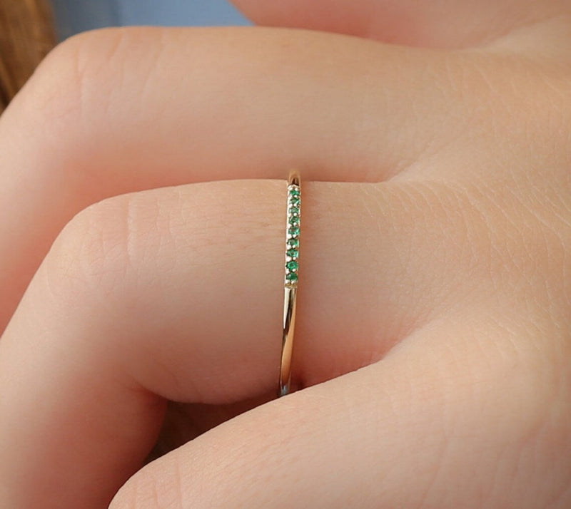 handmade emerald gold band