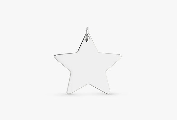 solid white gold star charm engravable 