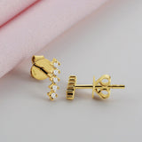 handcrafted solid gold multiple diamond bar earring studs