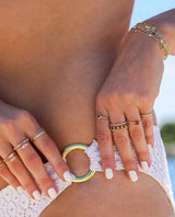dainty diamond and gold rings and bracelets