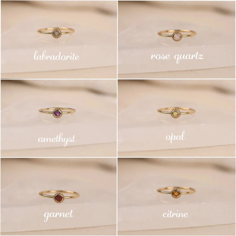 solid gold natural gemstone bands