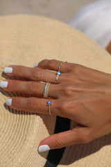 natural diamond and labradorite rings