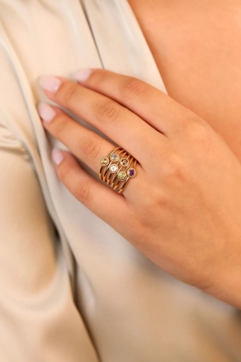 natural birthstone art deco rings