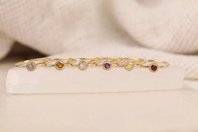 petite art deco rings with natural gemstones