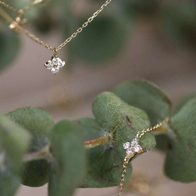 handmade  diamond clover necklace bracelet set