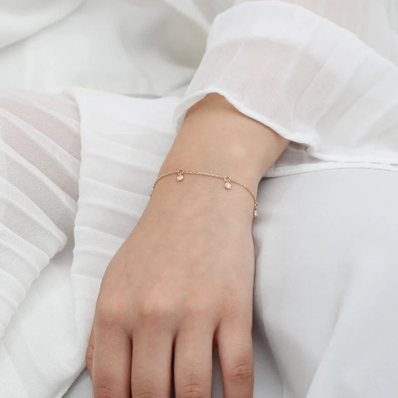 Bezel Diamond charms station Bracelet