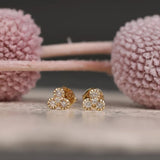 petite diamond flower studs with diamonds