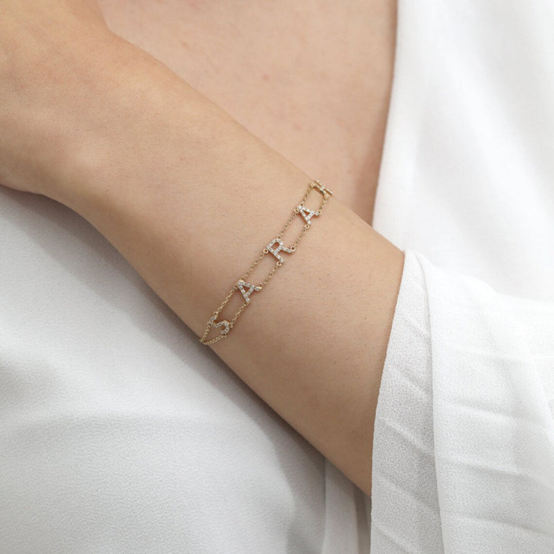 capital letters double chain bracelet