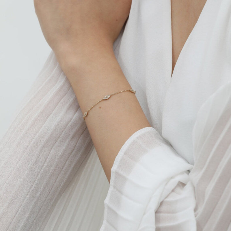 minimalistic lucky eye sapphire diamond bracelet