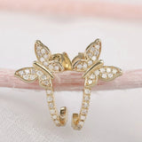 ethically sourced april birthstone diamond butterfly earrings in solid gold for her