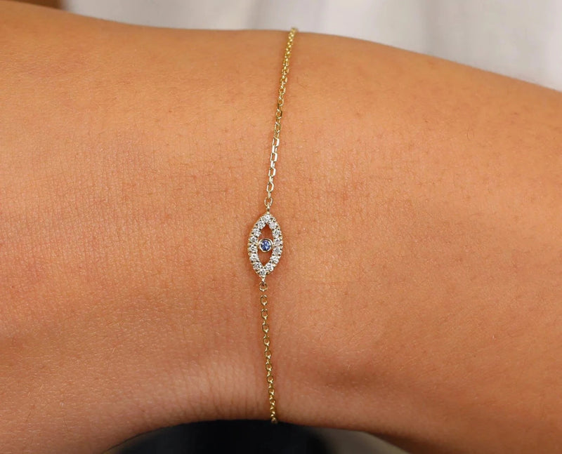 handmade evil eye bracelet with diamonds
