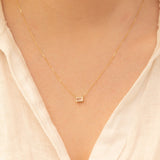 Petite rose Quartz pendant Necklace in solid gold