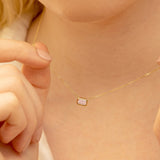 dainty Natural Rose Quartz pendant Necklace in solid gold