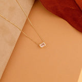 Minimalistic Design Pink  quartz birthstone Pendant necklace 