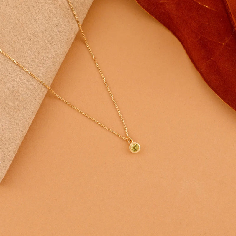 august birthstone peridot charm necklace