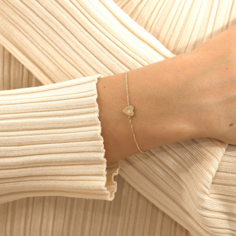 solid gold and diamond heart bracelet