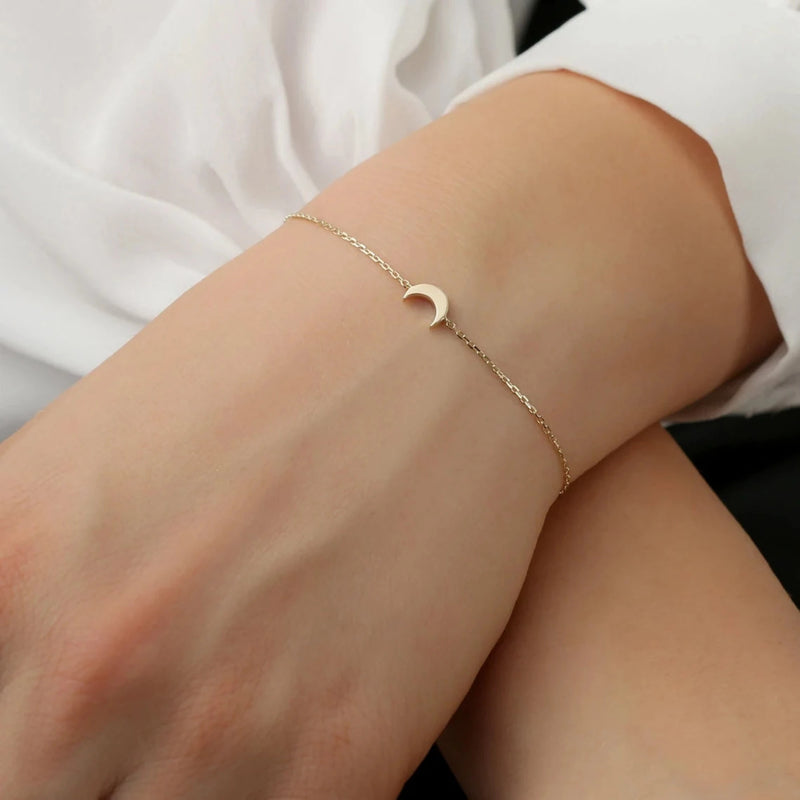 plain gold moon bracelet