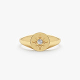 yellow solid gold starburst diamond ring