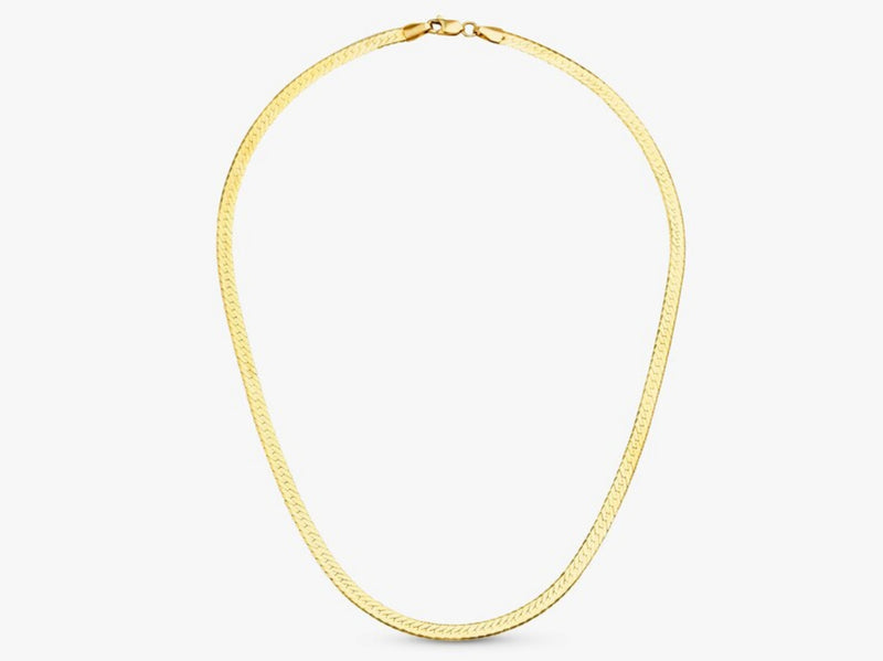 Solid Gold Handmade Herringbone Chain Necklace